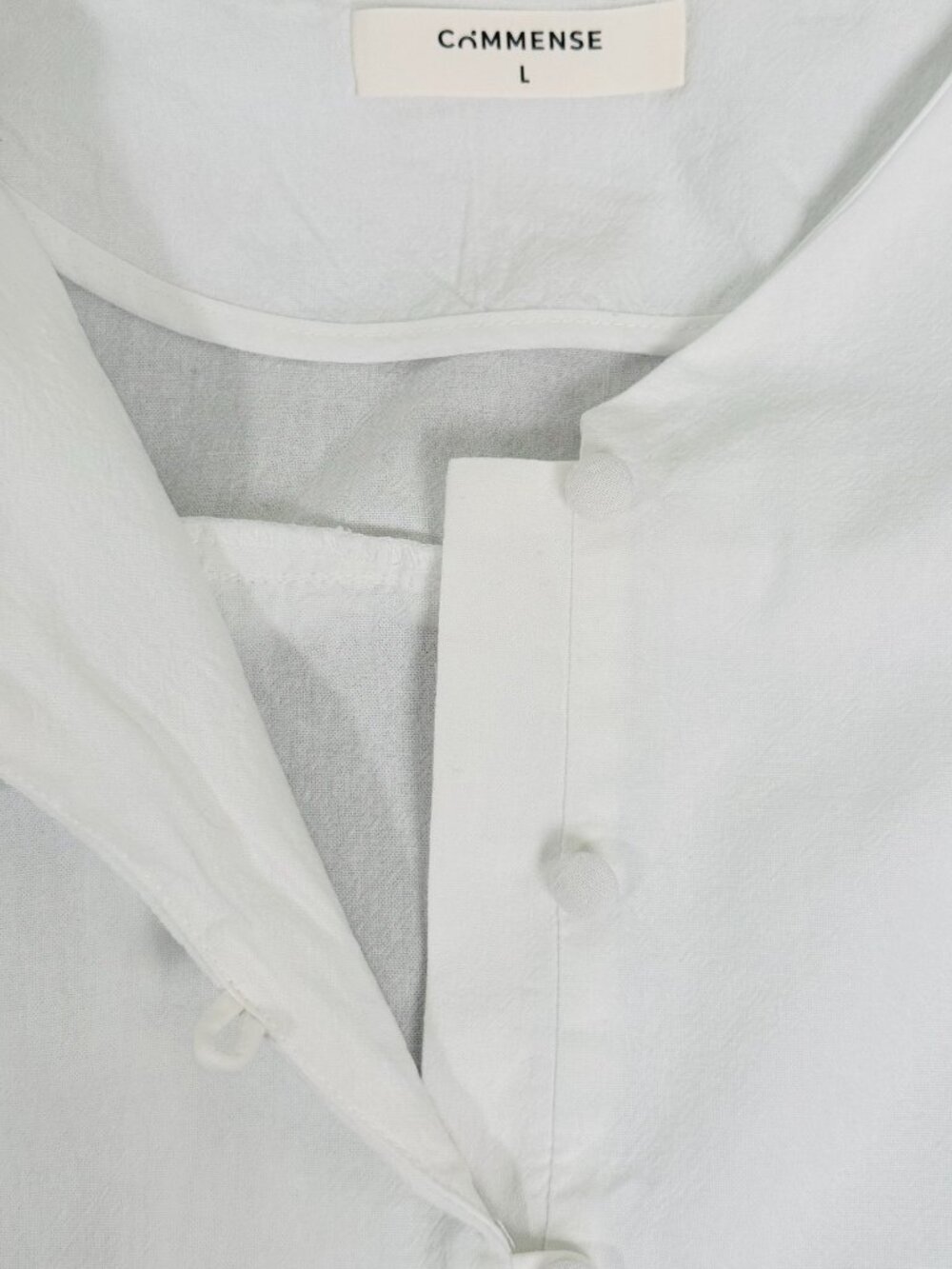 COMMENSE Pure 100% Cotton Ruffle Decor Shorts Set, Cream, Women's Size L - Picture 5 of 9